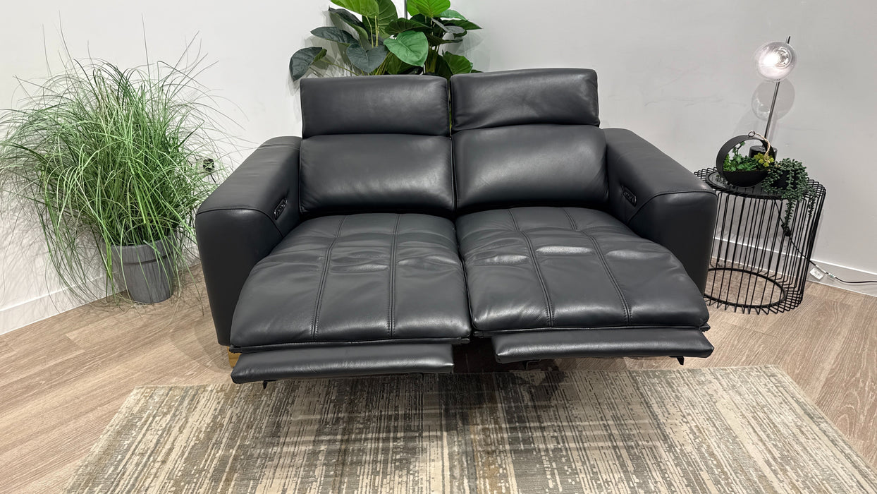 Sofology Marvella Leather 2 Seater Power Recliner in Trusty Sheen Jet Black