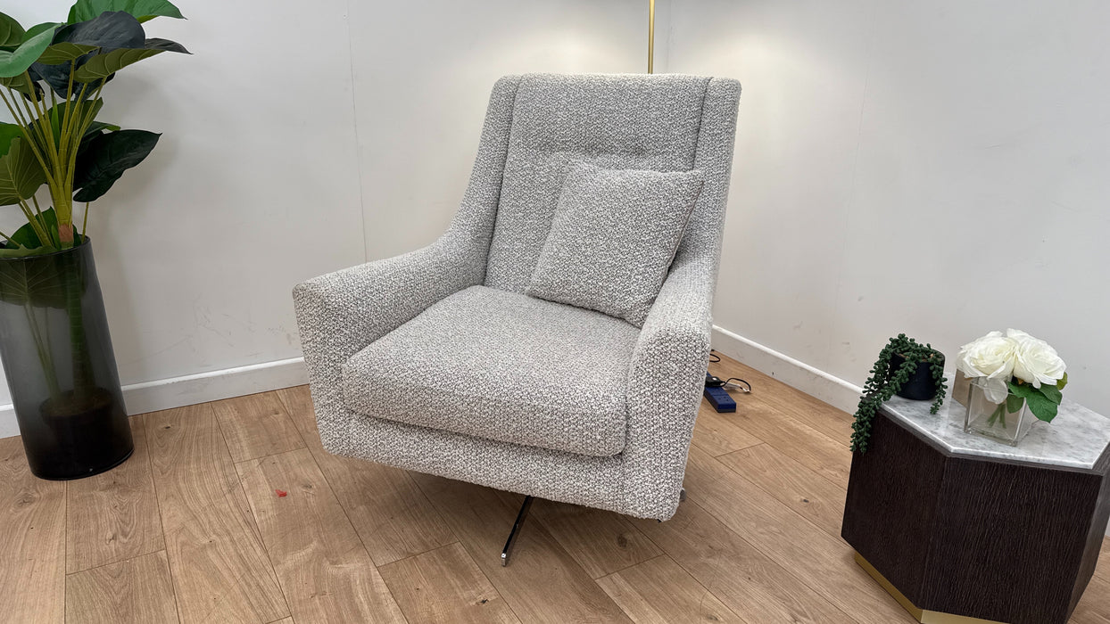 Sofology Bartello Fabric Accent Swivel Chair in Chunky Boucle Pepper