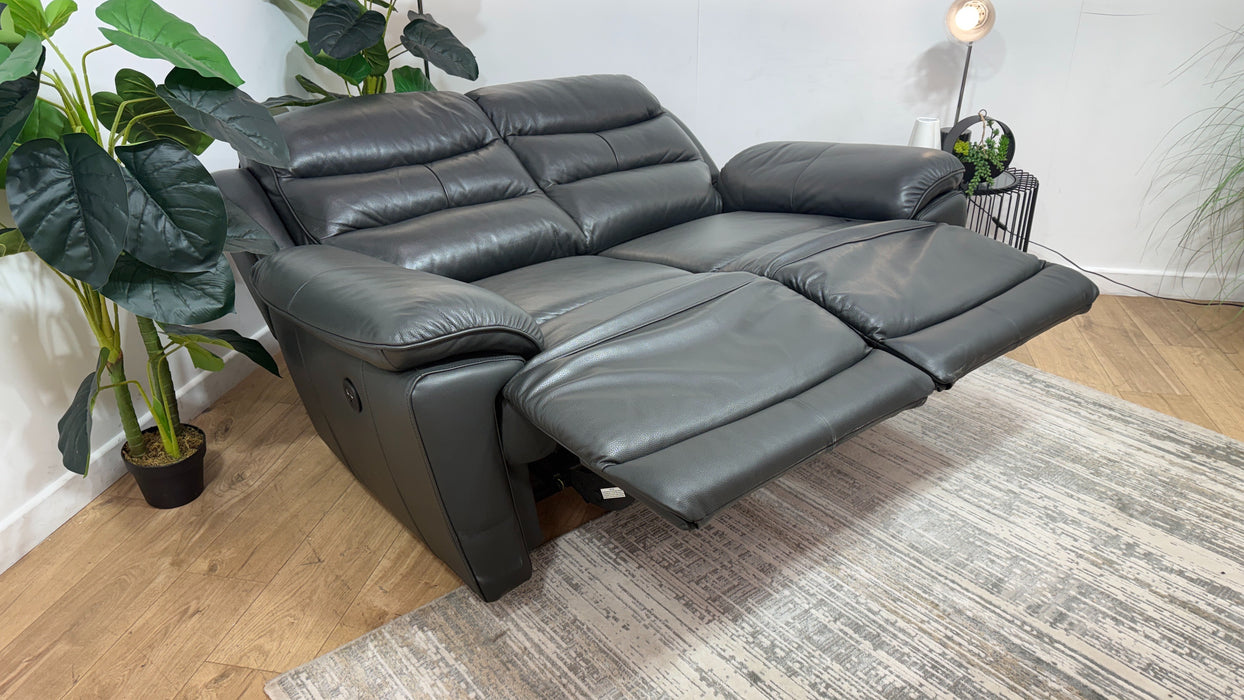 DFS Premier 2 Seater Leather Power Recliner Sofa in Graphite
