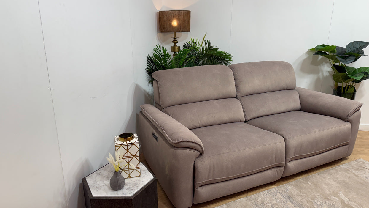 Sofology Hugo Fabric 2.5 Seater Power Recliner/Headrest in Lifestyle Flecked Nutmeg