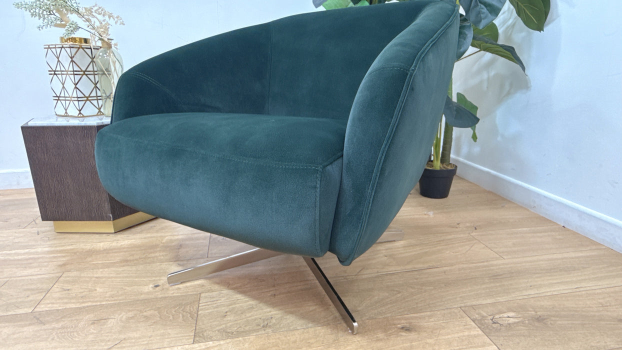Sofology Adler Fabric Swivel Chair in Lifestyle Mottled Dark Green