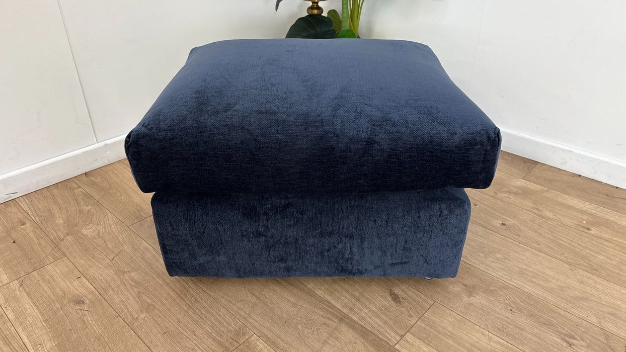 Sofology Georgio Fabric Designer Extra Flex Footstool in Luxury Deep Pile Chenille Denim