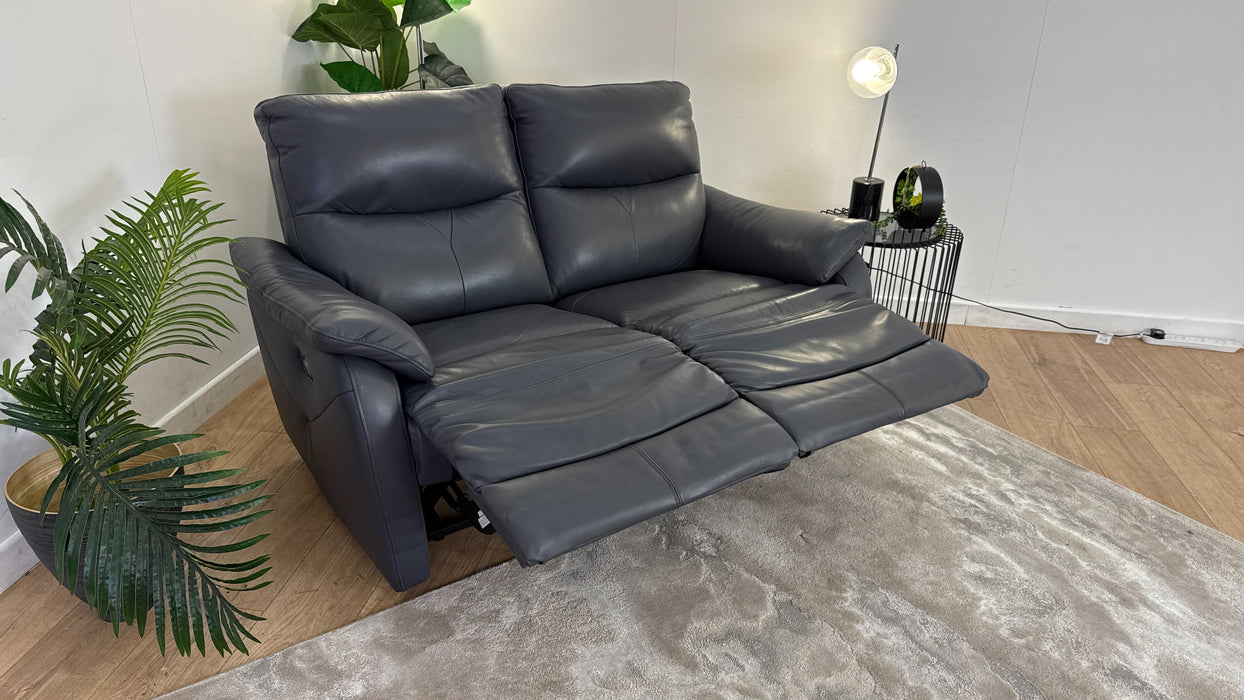 Sofology Albion Leather 2 Seater Manual Recliner in Lavender Grey