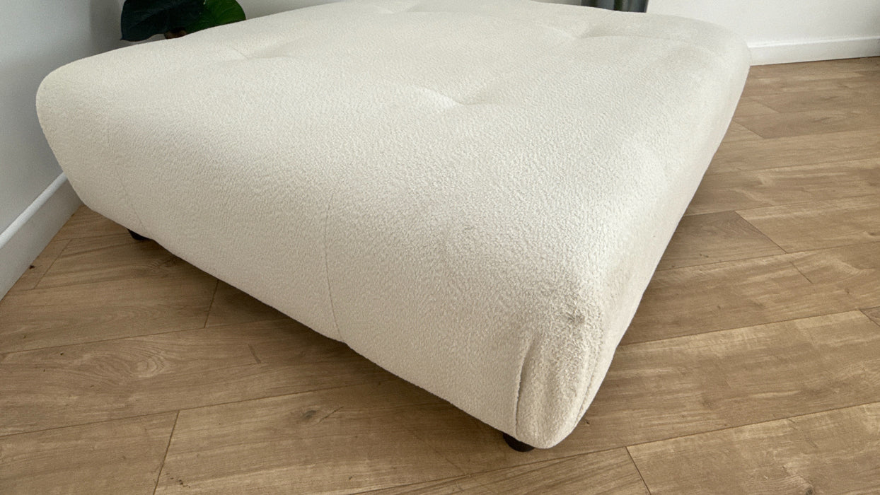 Sofology The Marble Arch Fabric Designer Footstool in Cosy Boucle Plain Ecru