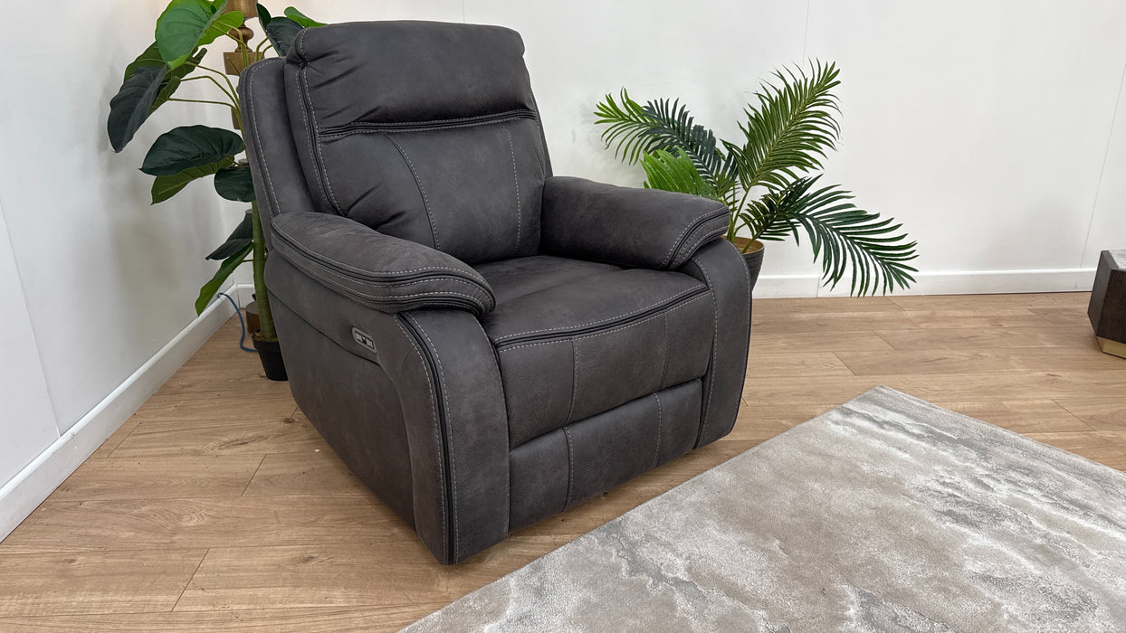 DFS Power Recliner Fabric Chair in Chaircoal
