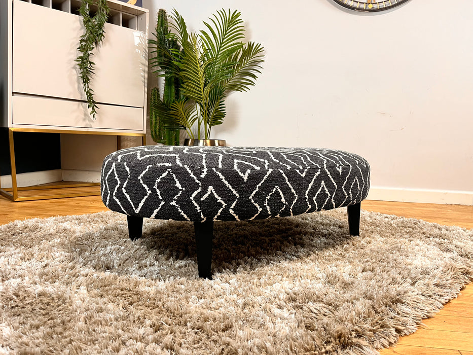 Porter Oval Footstool Fabric Otis Mono All Over (J27)