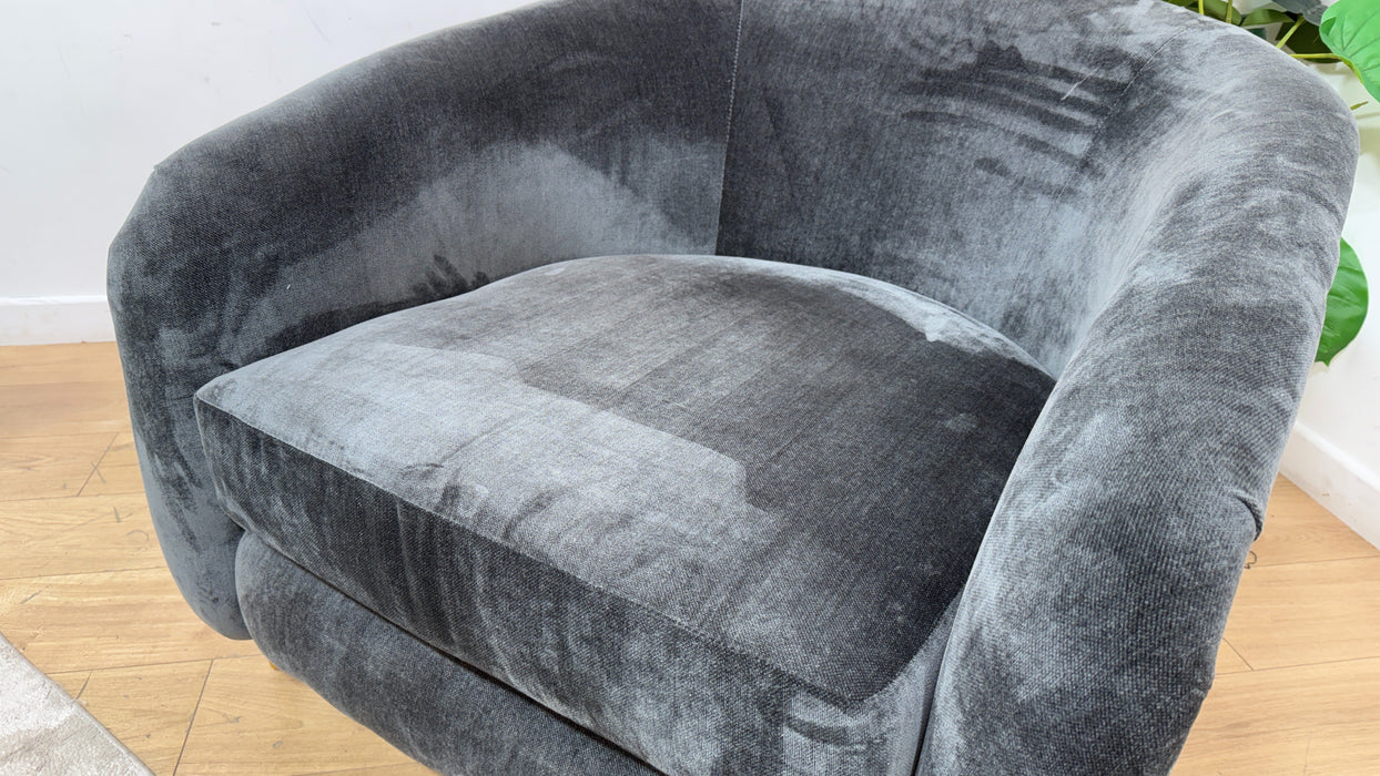 Sofology Oscar Fabric Accent Chair in  Fine Textured Chenille Charcoal Mix
