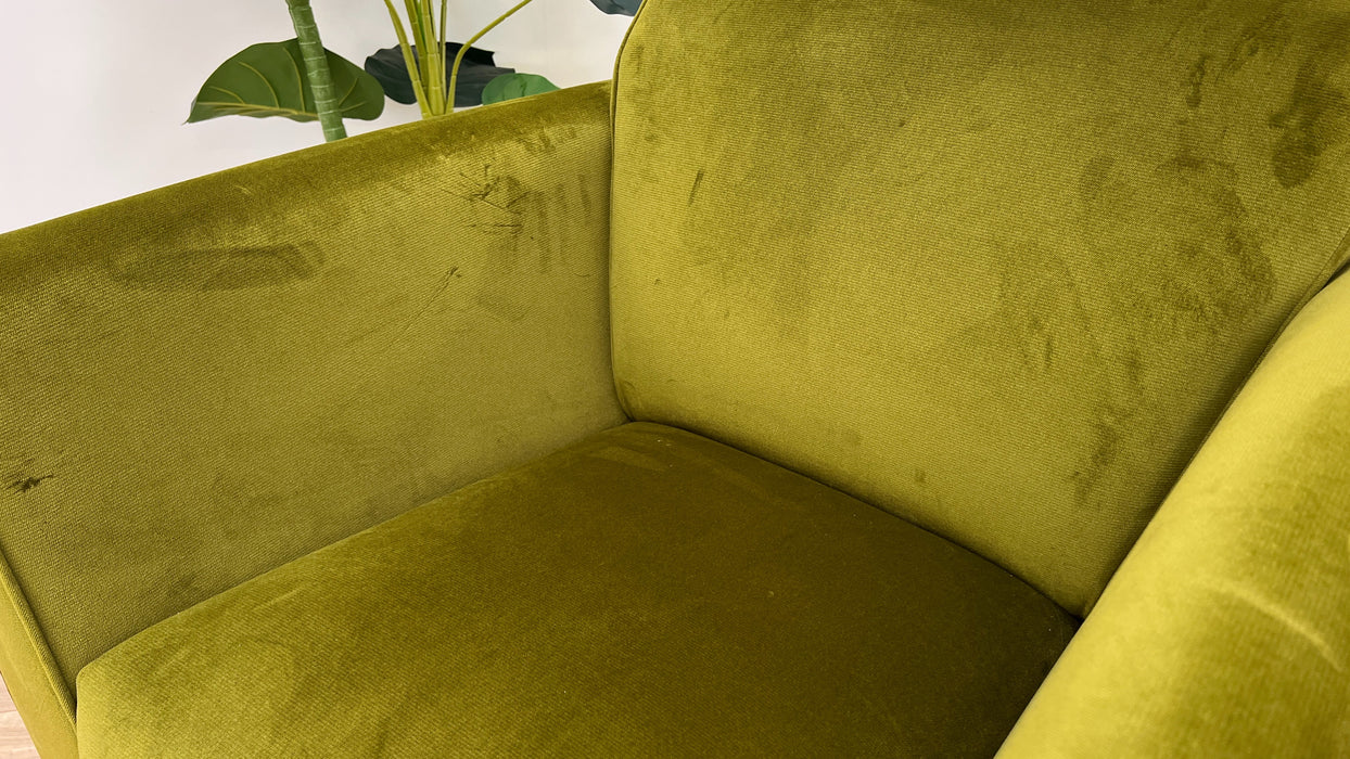 Cricket 1 Seater - Fabric Designer Chair - Green Velvet All Over