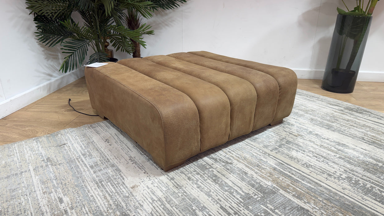Sofology Downtown Leather Designer Footstool in Character Tan