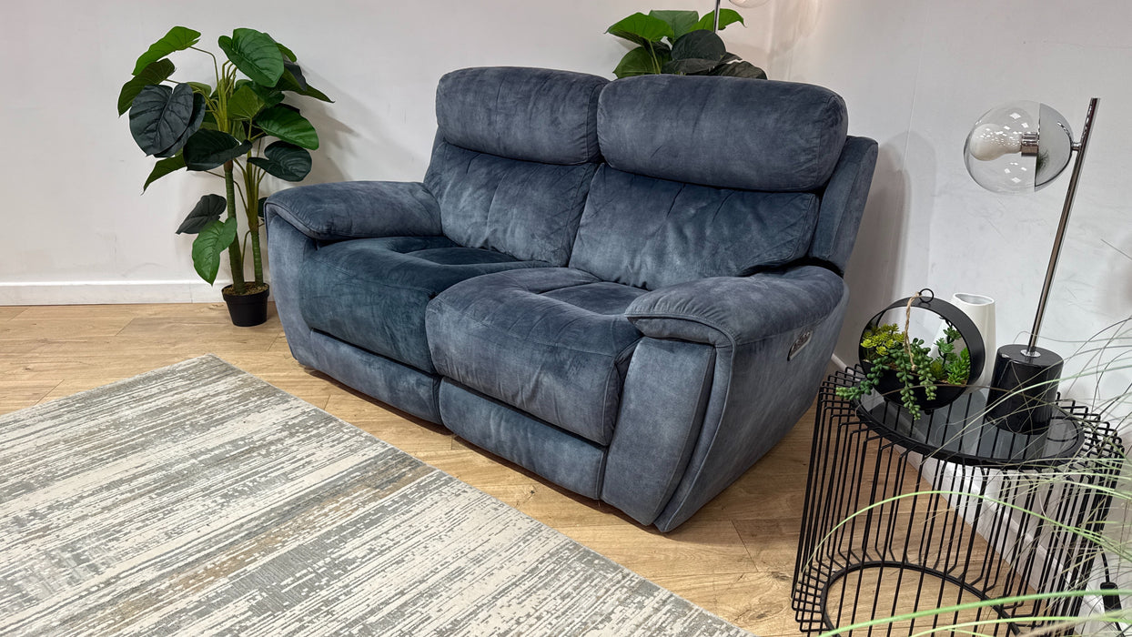 Sofology Radleigh Fabric 2 Seater Power Recliner/Headrest in Decent Teal
