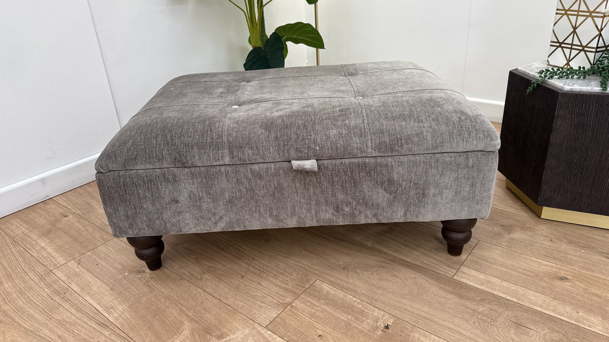 Sofology Highgrove Fabric Storage Footstool in Luxury Deep Pile Chenille Grey