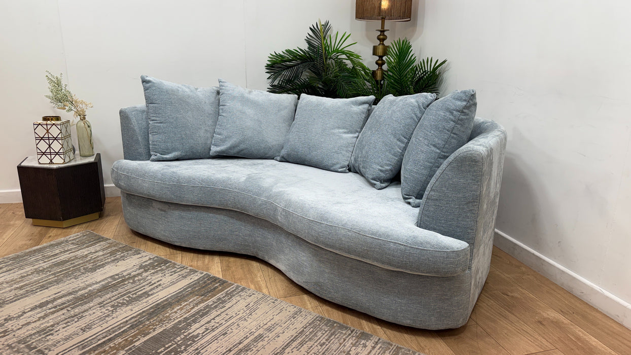 Sofology Chloe Fabric 4 Seater Pillow Back in Linen Look Chenille Sky Mix
