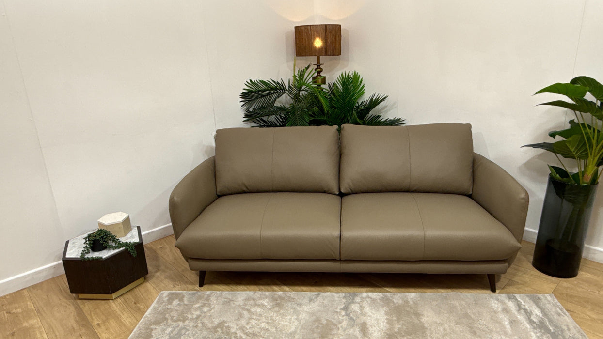 Sofology Adler Leather 3 Seater in Trusty Matt Taupe
