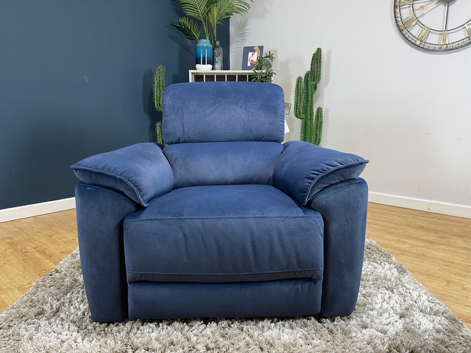 The Hugo Chair Power Headrest Power Recliner Lifestyle Flecked Navy Fabric (WA2)