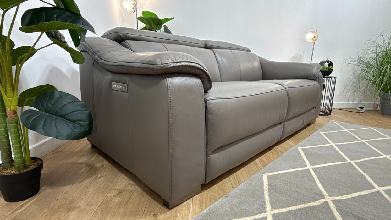 Sofology Carrera Leather 2.5 Seater Power Recliner/Headrest in Trusty Embossed Elephant
