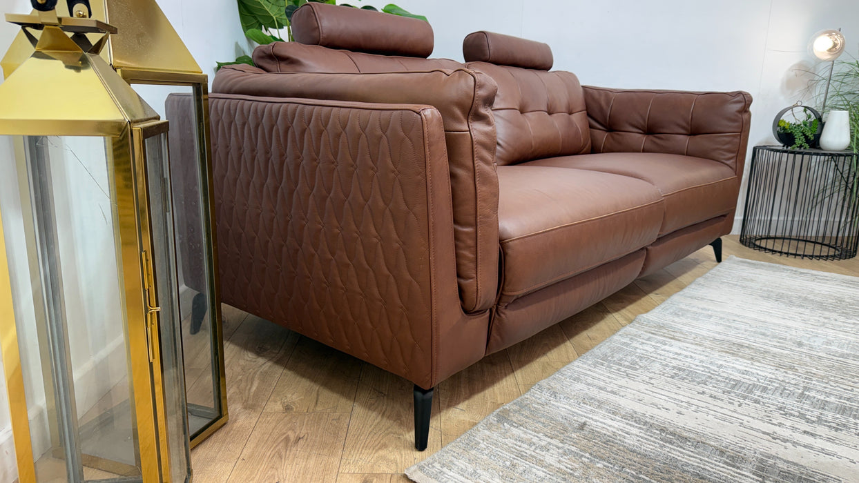 Sofology Muse Leather 2.5 Seater Supportive Headrests in Relaxed Matt Espresso