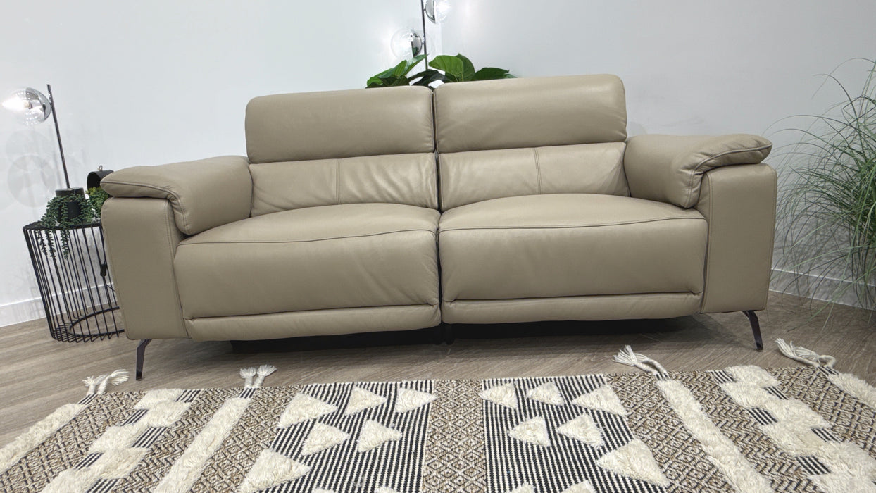 Sofology Fratelli Leather 2.5 Seater Power Recliner/Headrest in Trusty Embossed Stone