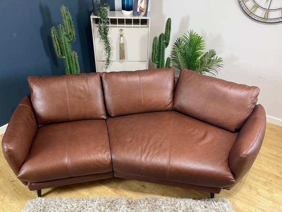 Adler Leather 3 Seater Asymmetric - Soft Leather Brown (WA2)