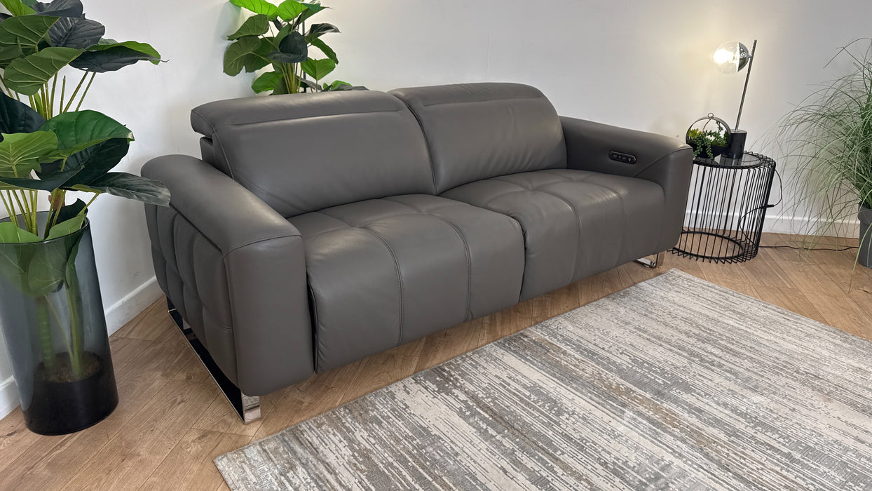 Sofology Marvella Leather 2.5 Power Recliner/Headrest in Trusty Sheen Storm