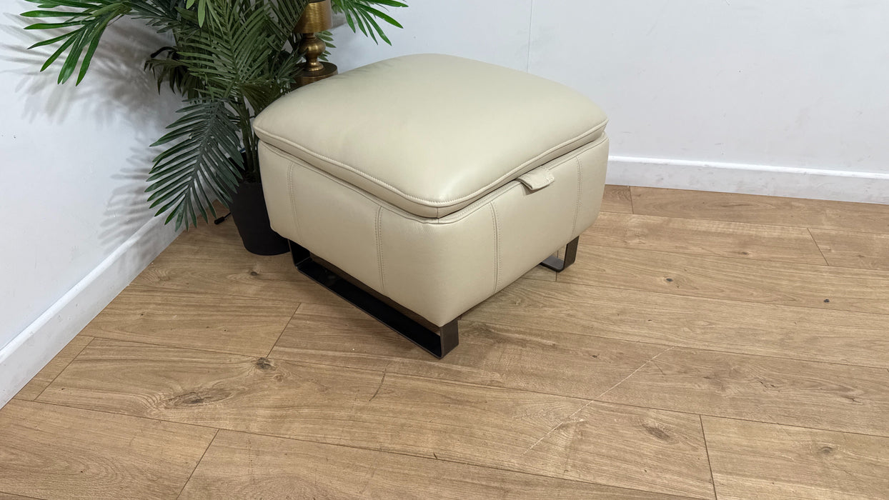 Sofology Ravello Leather Designer Storage Footstool in Trusty Embossed Bone China