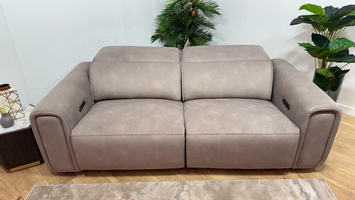 Sofology Premiere Fabric 2.5 Seater Power Recliner/Headrest in Lifestyle Flecked Nutmeg