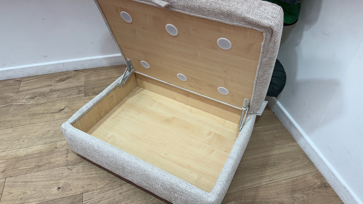 Sofology Tallulah Fabric Storage Footstool in Basketweave Chenille Cream