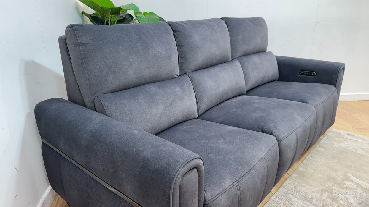 Sofology Ravello Fabric 3 Seater Power Recliner/Headrest Lumbar Support in Lifestyle Flecked Charcoal