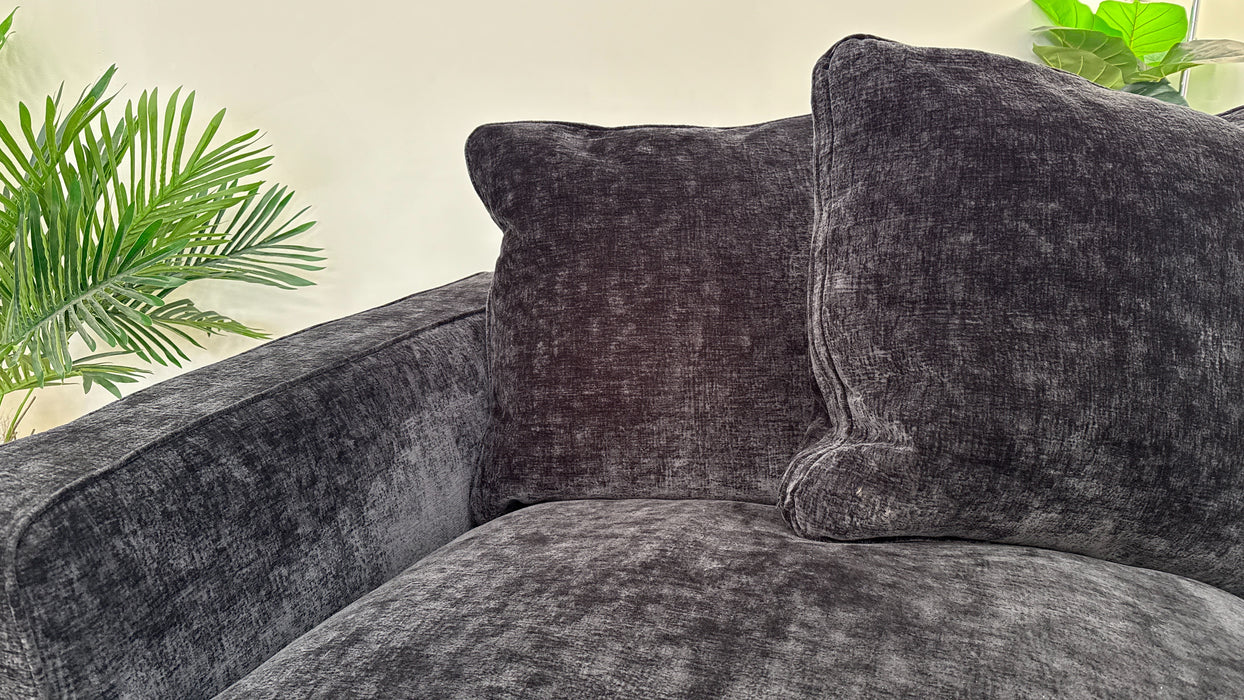 Sofology Rococo Fabric 4 Seater Pillow Back in Verbier Black Mix