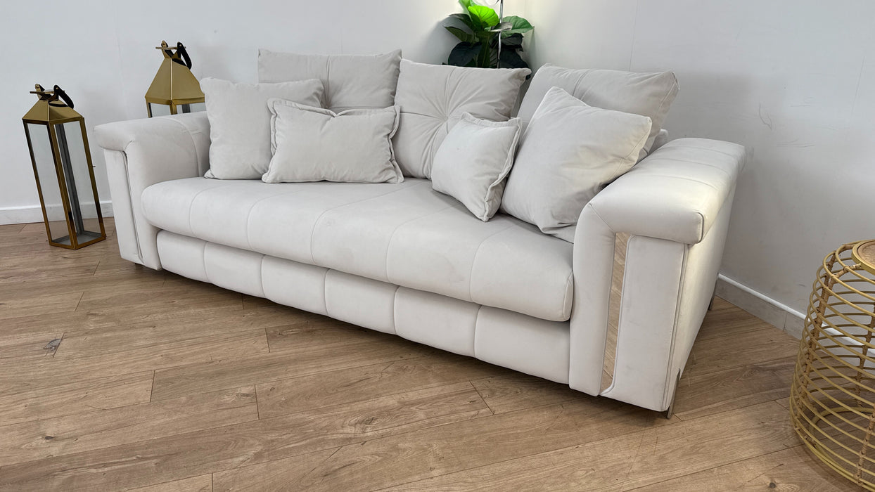 Sofology The Oscar 3 Seater Fabric Sofa in Super Matt Velvet Ecru All Over