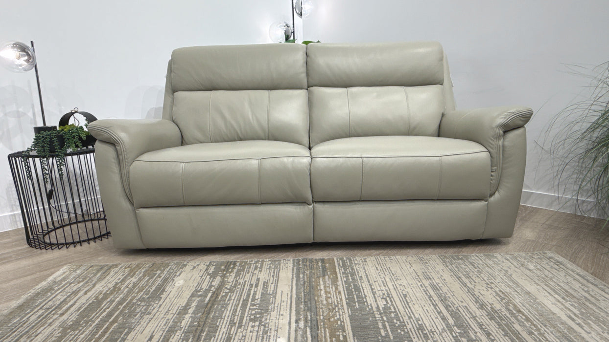 Sofology Bradie Leather 2.5 Seater Power Recliner in Trusty Embossed Light Grey
