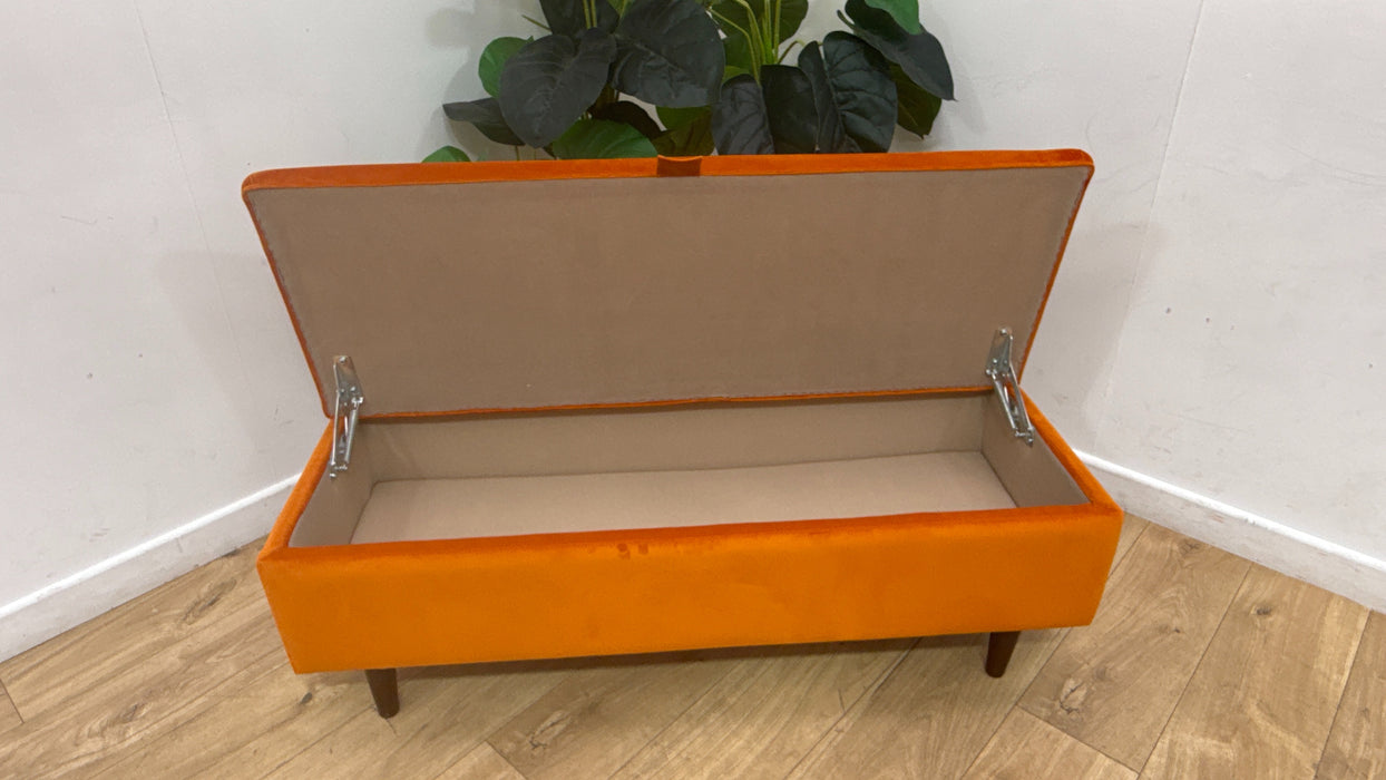 Sofology Islington Fabric Ottoman Storage Footstool in Sleek Tangerine