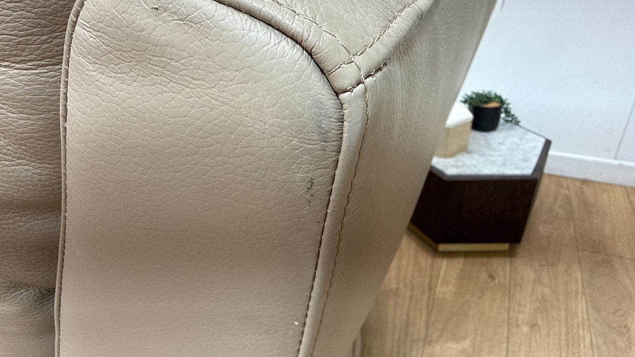 Sofology Cleveland Leather Chair Power Recliner/Headrest Heated Seat Lumbar in Trusty Embossed Stone