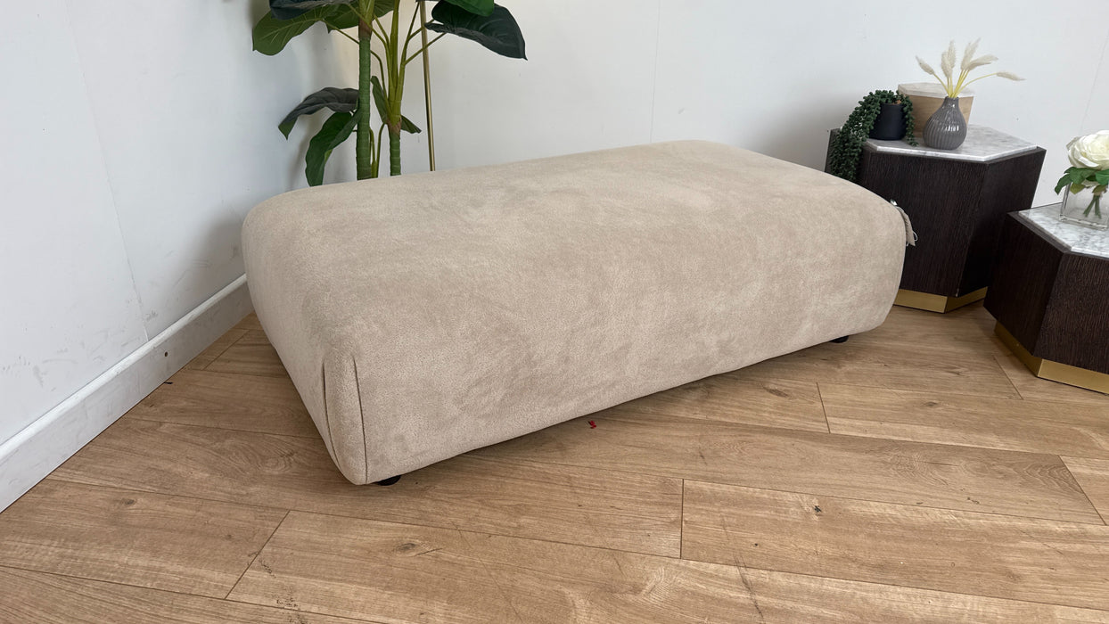 Sofology The Reign Fabric Footstool in Luxe Sherpa French Beige