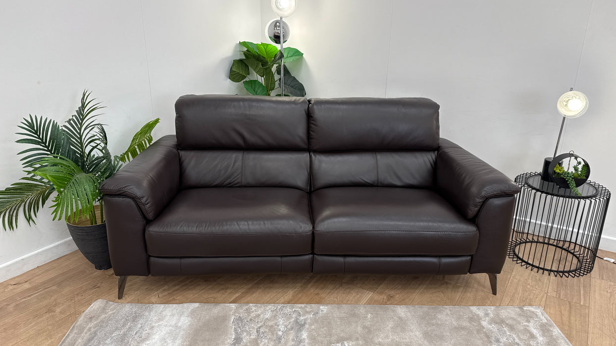 Sofology Illinois 3 Seater Leather Recliner in Brown
