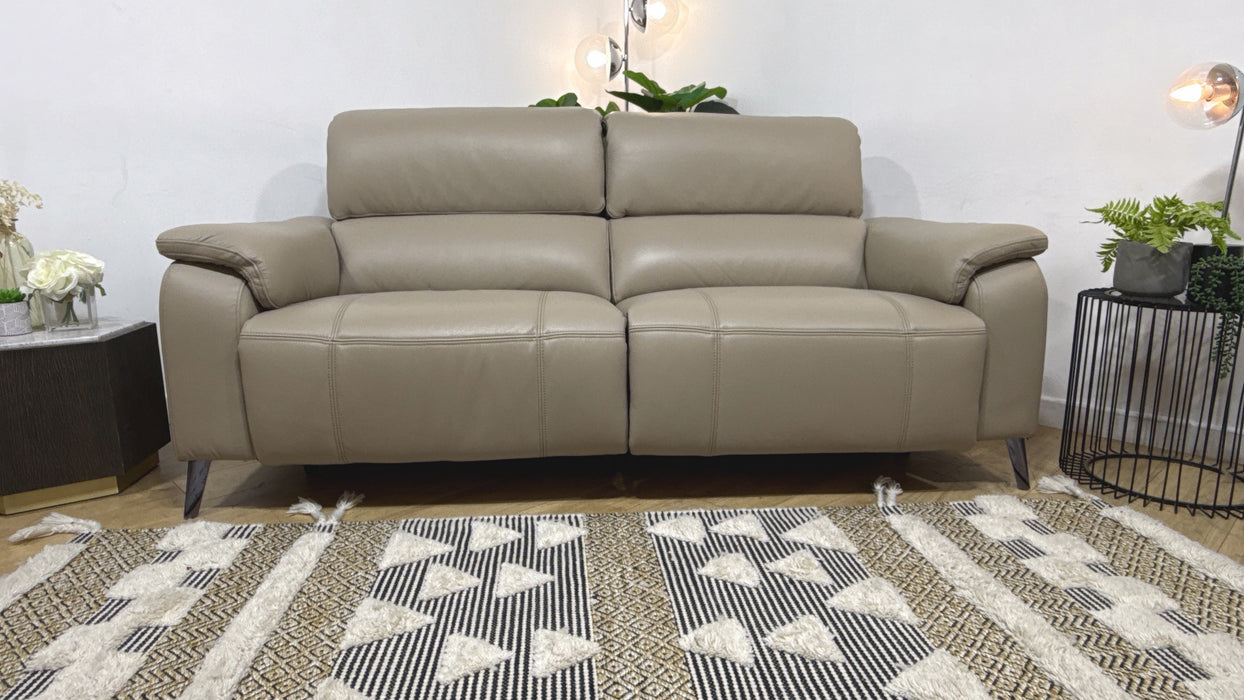 Sofology Bailey Leather 2.5 Seater Power Recliner/Headrest in Trusty Embossed Stone