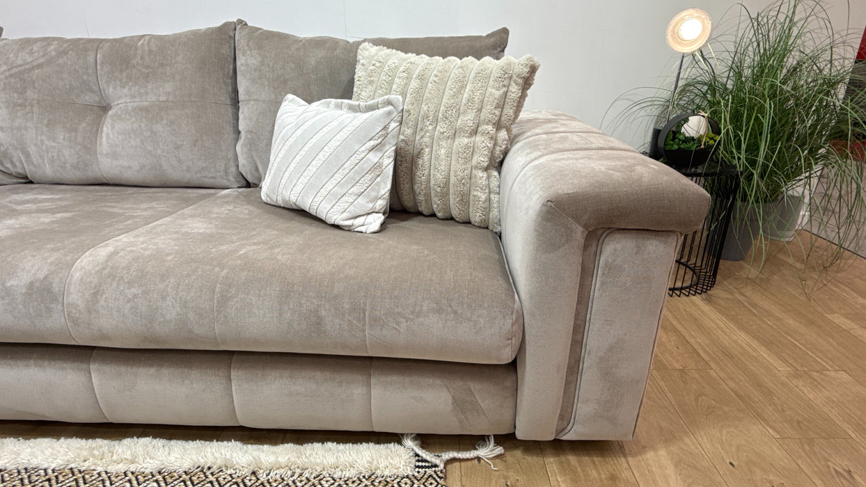 Sofology Oscar Fabric 3 Corner 3 in Fine Textured Chenille Stone Mix
