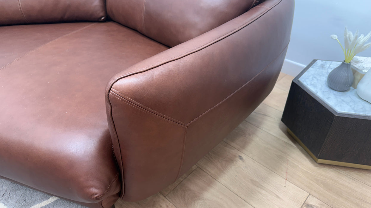 Sofology Adler Leather 4 Seater Asymmetric in Relaxed Soft Brown
