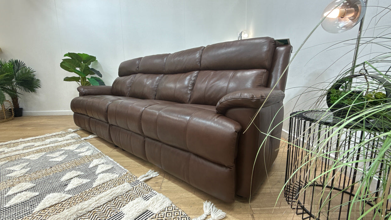 Sofology Gracie Leather 4 Seater Split in Trusty Sheen Chocolate