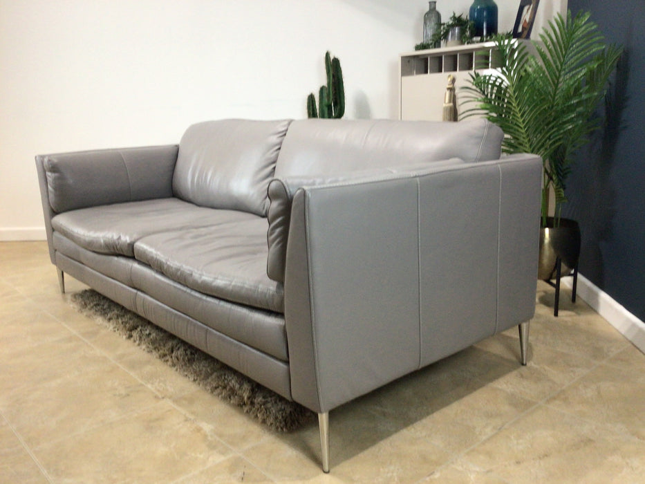 Banbury 3 Seat Leather Sofa Caruso Grey (WA2)