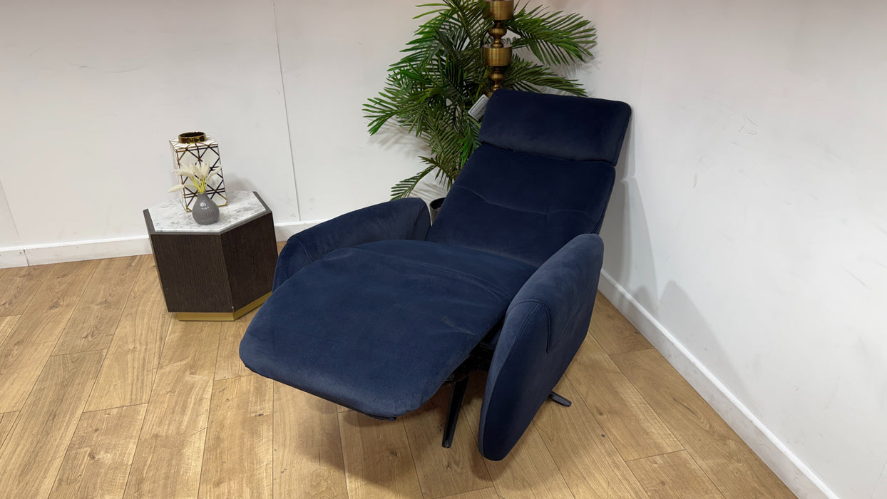 Sofology Monroe Fabric Chair Power Recliner in Lifestyle Mottled Navy Blue