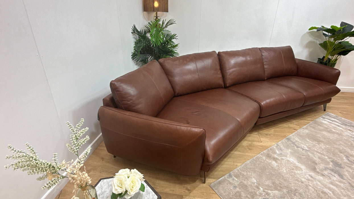 Sofology Adler Leather 4 Seater Asymmetric in Relaxed Soft Brown