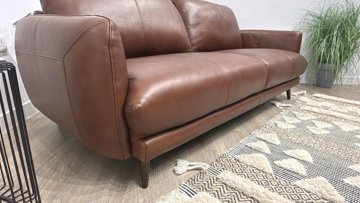 Sofology Adler Leather 3 Seater in Relaxed Soft Brown