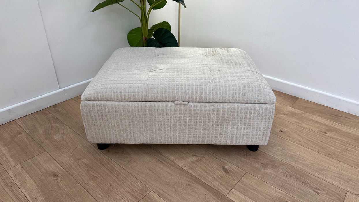 Sofology Ascot Fabric Storage Footstool in Textured Chenille Natural