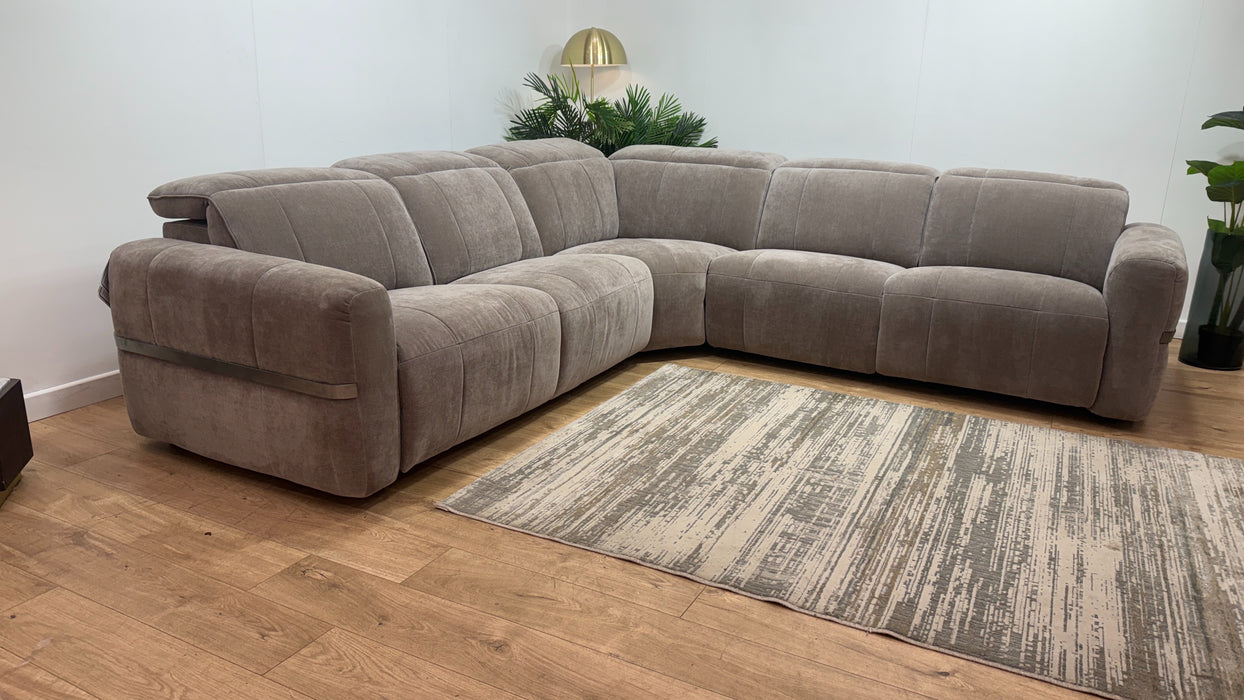 Sofology Lumiere Fabric 3 Corner 3 Power Recliner/Headrest in Relaxed Chenille Nutmeg