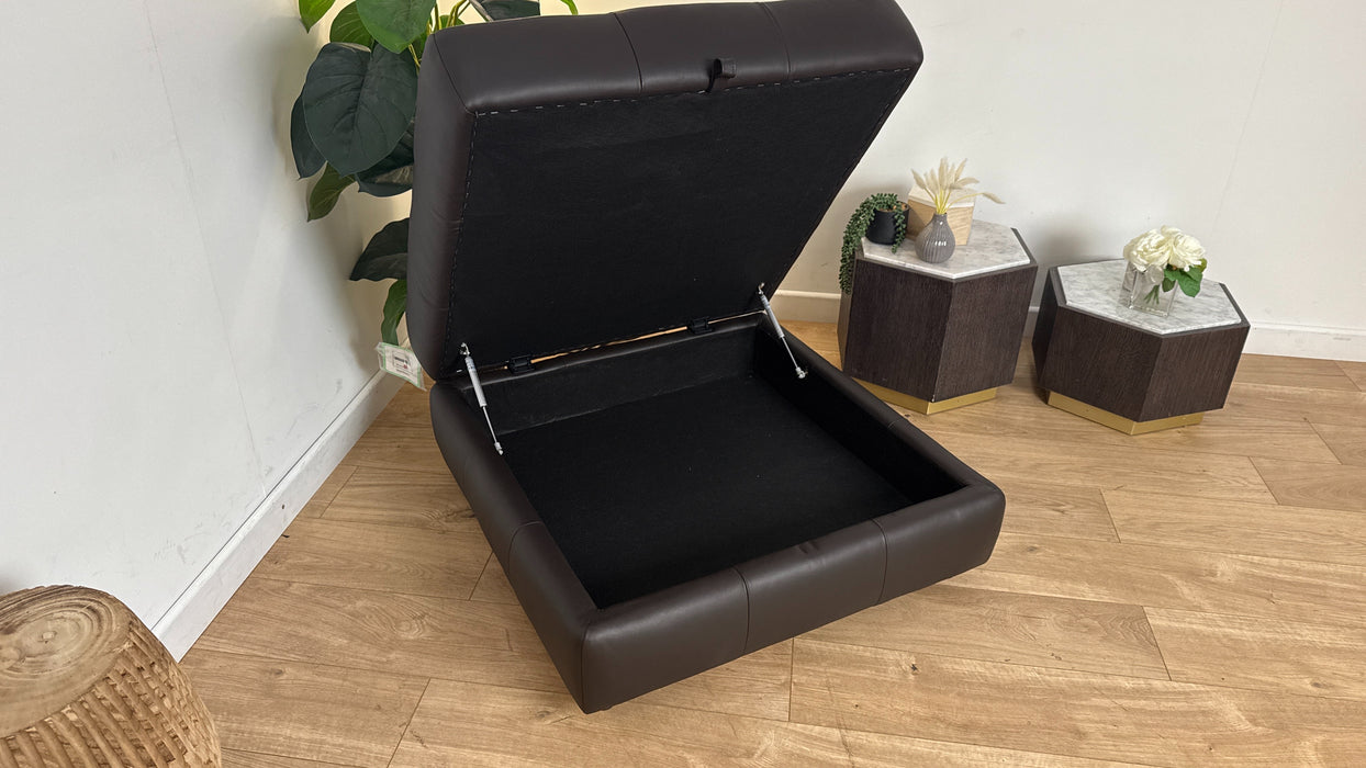 Sofology The Flex Leather Footstool in Trusty Matt Dark Brown