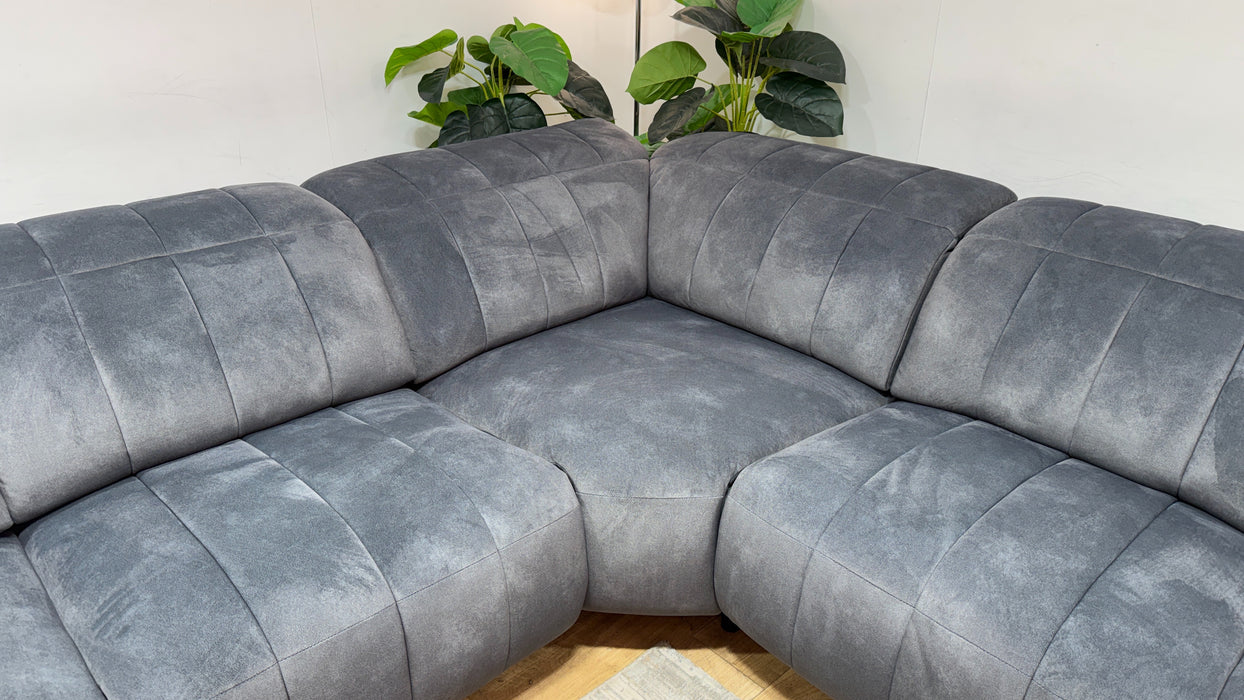 Sofology Paramount Fabric 3 Corner 3 Power Recliner/Headrest in Lifestyle Flecked Charcoal