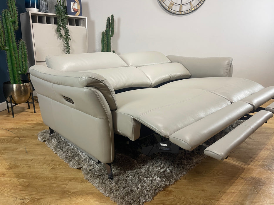 Missouri 2.5 Seater Leather Sofa Trusty Sheen Leather Lead Grey Power Recliner Power Headrest (WA2)