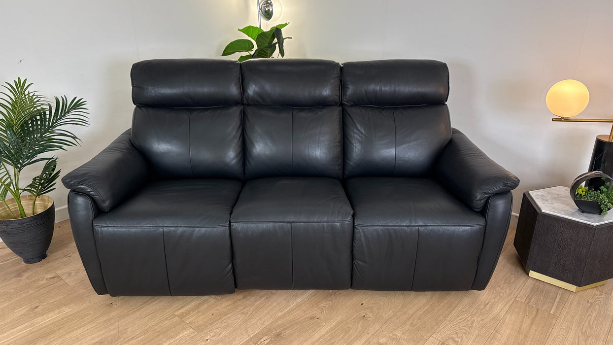 Parker 3 Seater - Leather Power Reclining Sofa - Jet Black