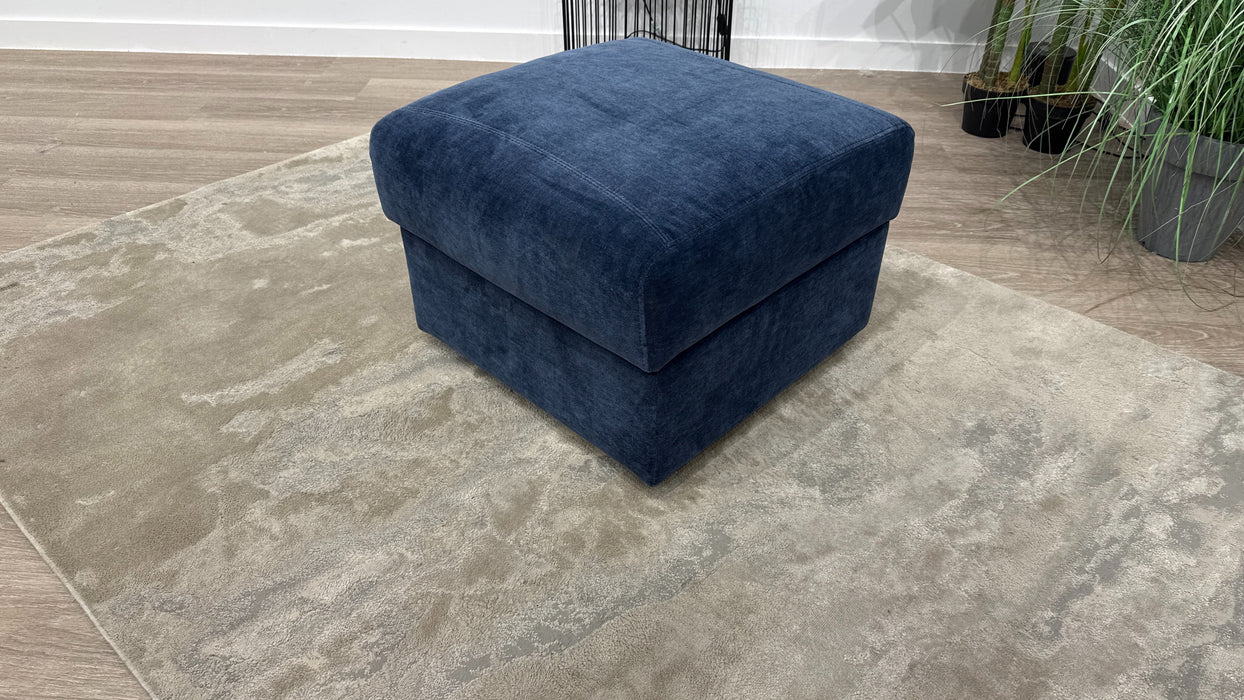 Sofology Sasso Fabric Storage Footstool in Soft Relaxed Chenille Denim