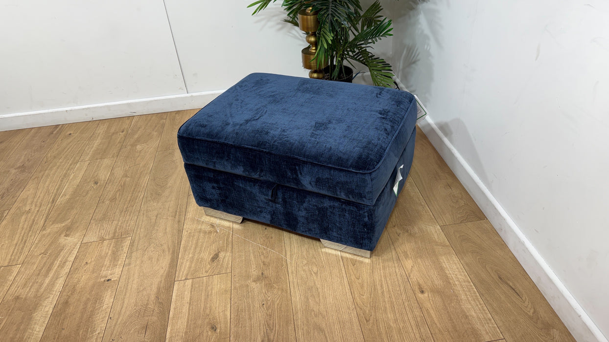Sofology Valentina Fabric Storage Footstool in Luxury Chenille Navy